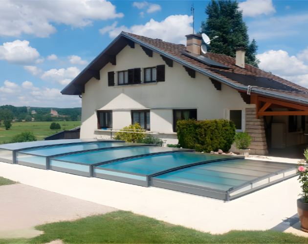 abri de piscine bas athena télescopique